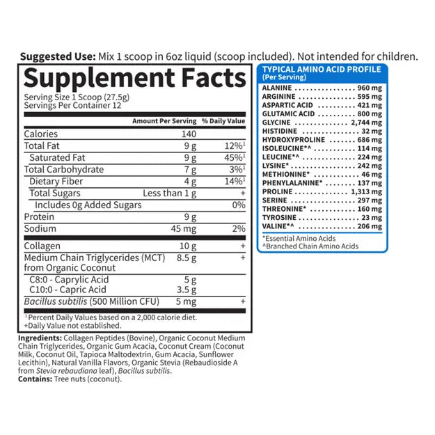 Garden of Life Grass Fed Collagen Creamer Vanilla 330g POWDER