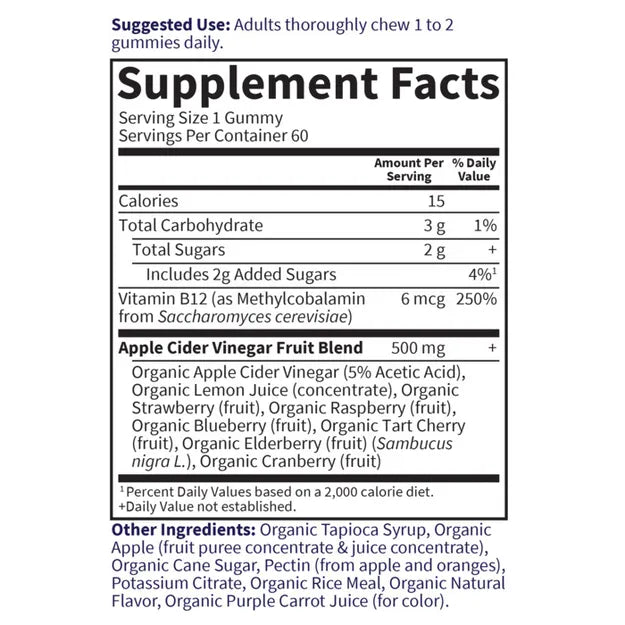 Garden of Life GOL Organics Apple Cider Vinegar 60ct GUMMY