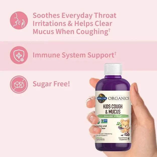 Garden of Life GOL Organics Kids Cough and Mucus Syrup 3.92oz LIQUID