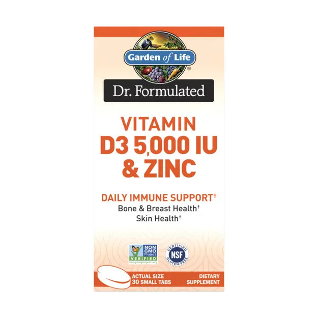 Garden of Life Dr. Formulated Vitamin D3 5000 IU and Zinc 30ct TABLETS