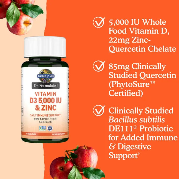 Garden of Life Dr. Formulated Vitamin D3 5000 IU and Zinc 30ct TABLETS