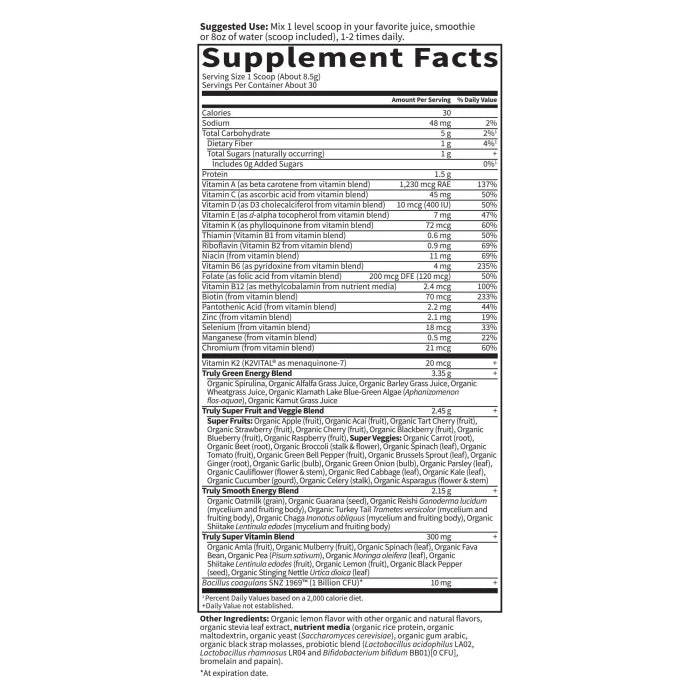 Garden of Life Sport Organic Greens Original 255g - POWDER