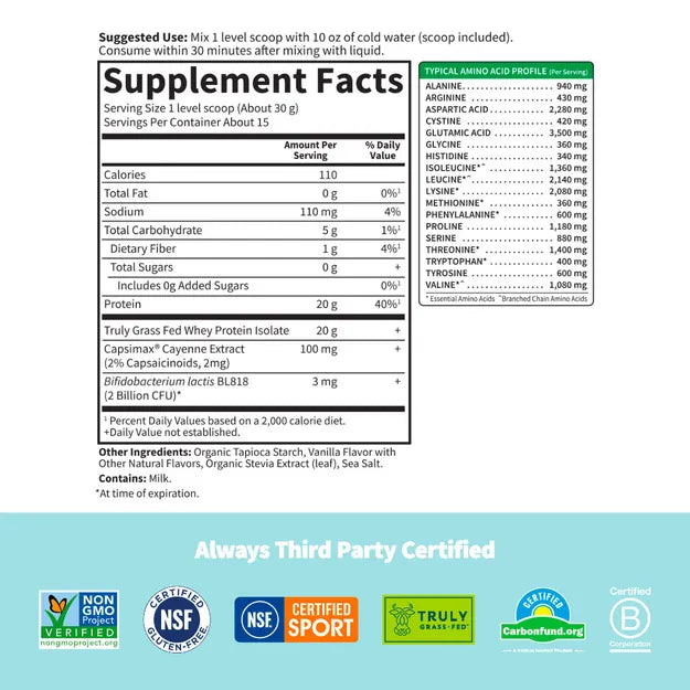 Garden of Life Sport Grass Fed Whey Plus Weight Management Vanilla 450g - POWDER