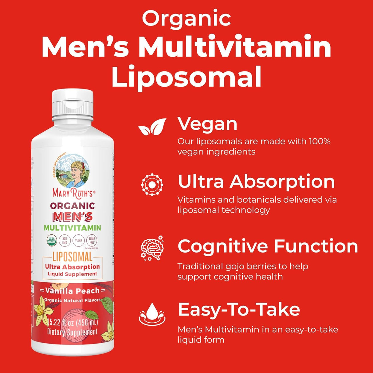 MaryRuth Organics Organic Men's Multivitamin Liposomal (15.22 oz)
