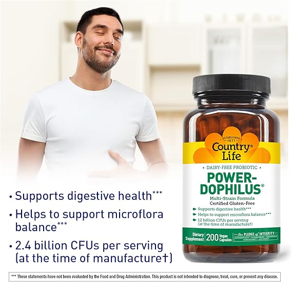 Country Life DAIRY FREE POWER-DOPHILUS 200 Vegicaps