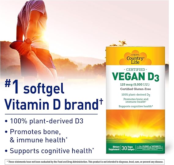 Country Life VEGAN D3 5000IU 30 Softgel