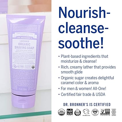DR. BRONNER'S ORGANIC SHAVING SOAP LAVENDER 7 FLOZ
