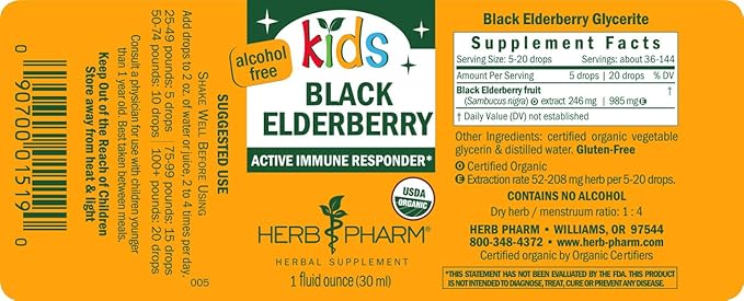 Herb Pharm KIDS BLACK ELDERBERRY ALCOHOL-FREE 1 oz