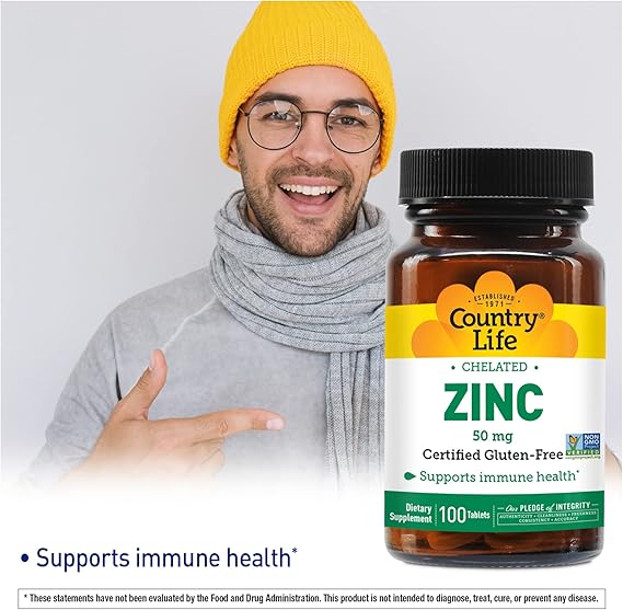 Country Life ZINC 50MG CHELATED 100 Tablet
