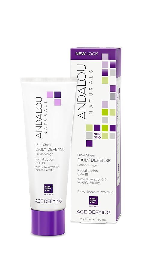 Loción facial antiedad Daily Defense con FPS 18 de Andalou Naturals - 2.7 fl oz