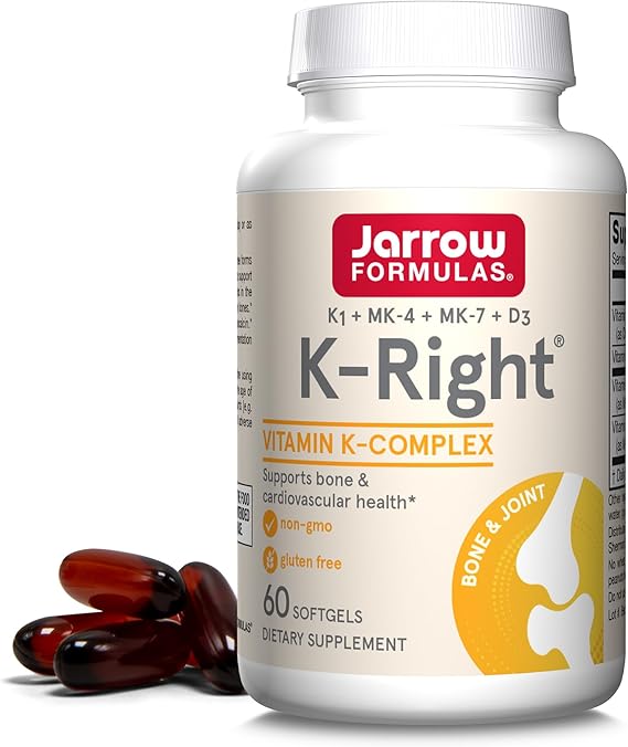 Jarrow Formulas K- Right Vitamin K Complex K1+MK-4+MK-7+D3