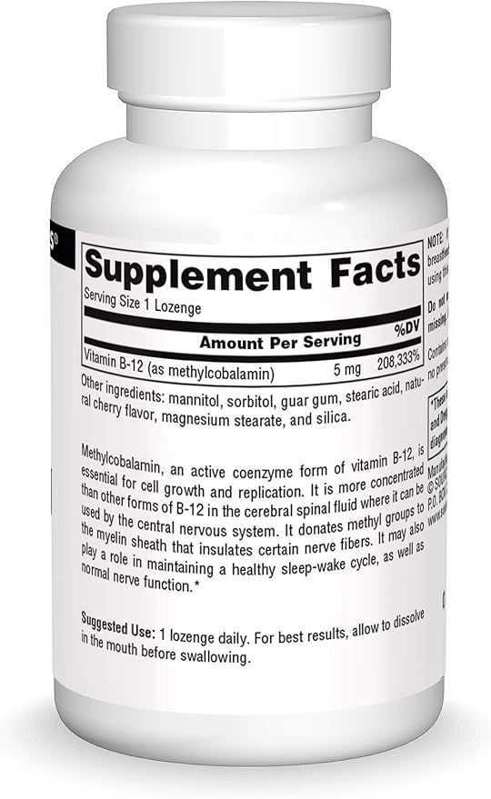 Source Naturals Methylcobalamin Vitamin B-12 5 mg Cherry Flavored Lozenges