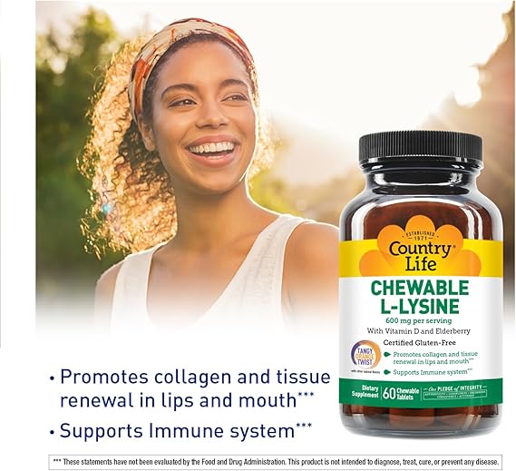 Country Life CHEWABLE L-LYSINE 600MG 60 Chewable