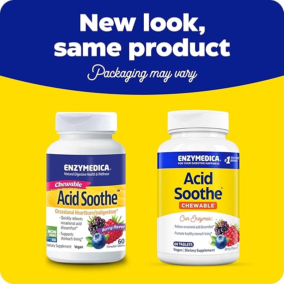 Enzymedica Acid Soothe Chewable Enzymes 60 Tablets
