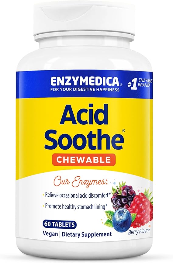 Enzymedica Acid Soothe Chewable Enzymes 60 Tablets