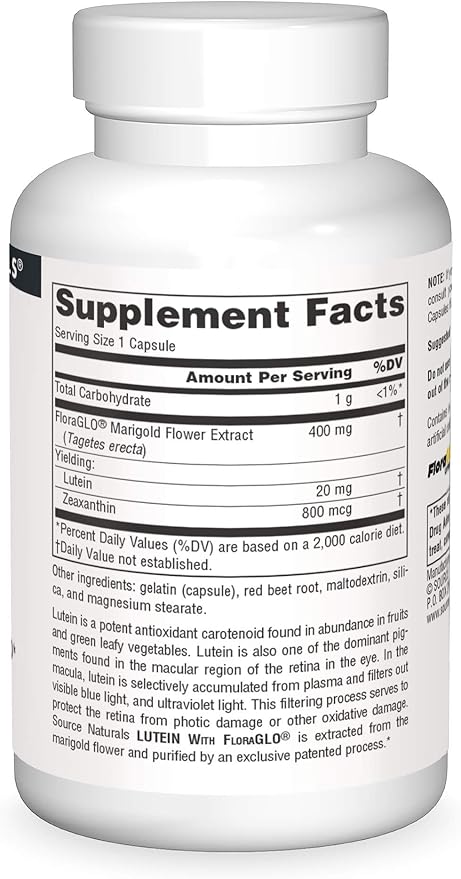 SOURCE NATURALS LUTEIN W/ FLORAGLO 20MG CAP 30C