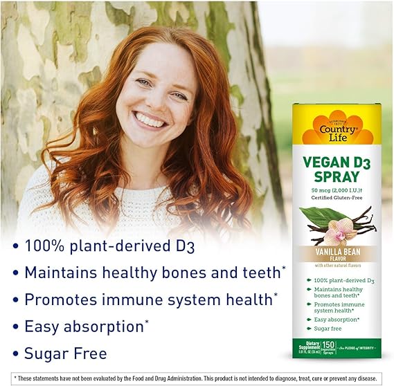 Country Life VEGAN VITAMIN D3 SPRAY 2000IU 0 Spray