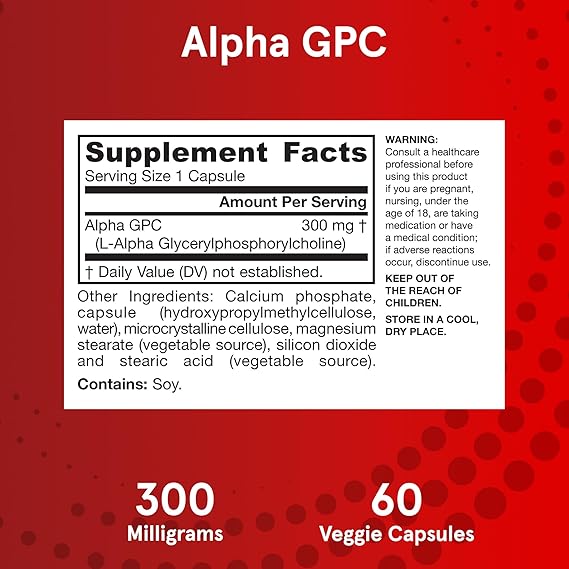 Alpha GPC Fuente de colina 300 mg 60 cápsulas vegetales