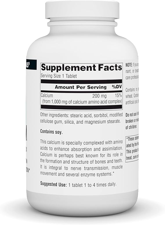 SOURCE NATURALS CALCIUM AMINO ACID COMPLEX 250 TABLETS