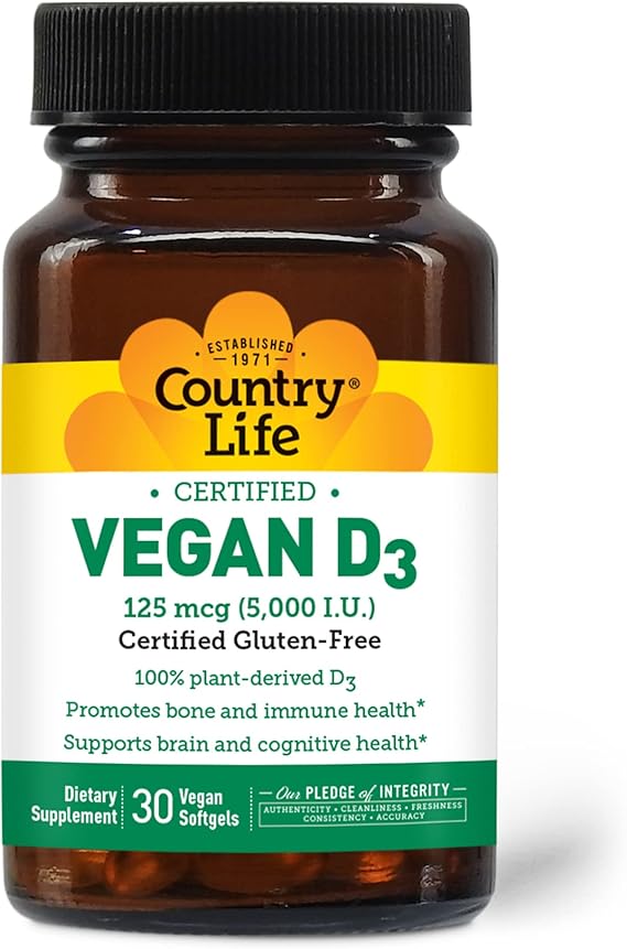 Country Life VEGAN D3 5000IU 30 Softgel
