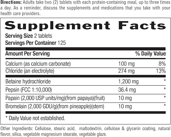 Country Life BETAINE HCL 600MG 250 Tablet