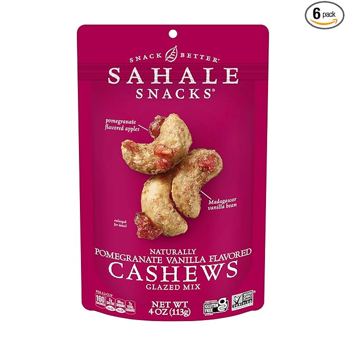 SAHALE SNACKS Cashews With Pomegranate & Vanilla 4 OZ