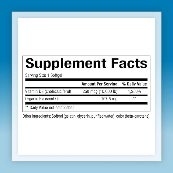 Natural Factors VITAMIN D3 250 MCG (10,000 IU) 120/SG