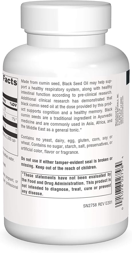 SOURCE NATURALS BLACK SEED OIL 500MG 240SG