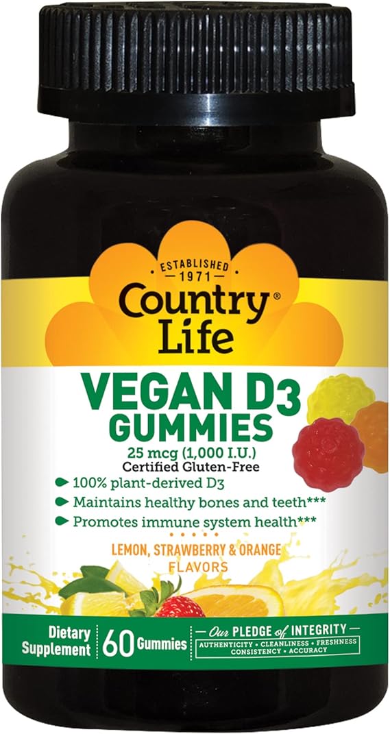 Country Life VEGAN VITAMIN D3 GUMMY 1000IU 60 Gummy