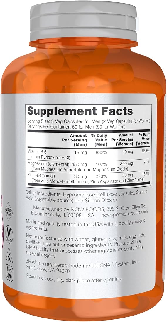 Now Sports ZMA Sports Recovery 180 Veg Capsules