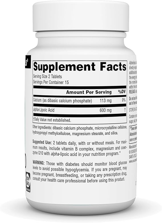 SOURCE NATURALS ÁCIDO ALFA LIPOICO 600MG CÁPSULAS 30