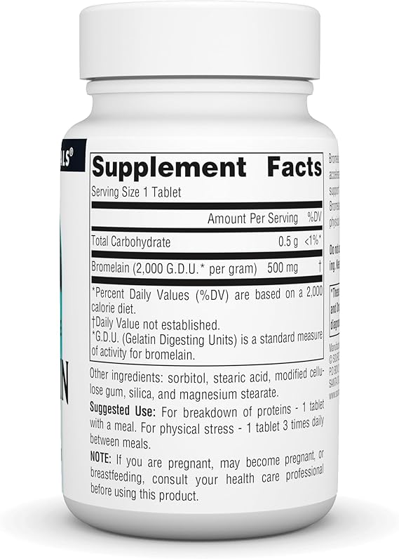 Source Naturals Bromelain 2000 GDU/GRAM 500 mg 60 Capsules