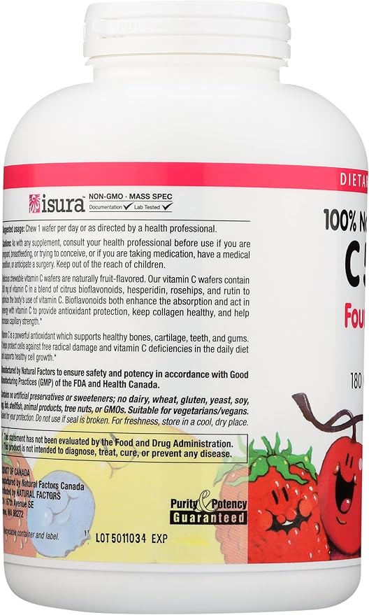 Natural Factors VITAMIN C 500 MG FRUIT-FLAVOR CHEW – TROPICAL 180/TAB
