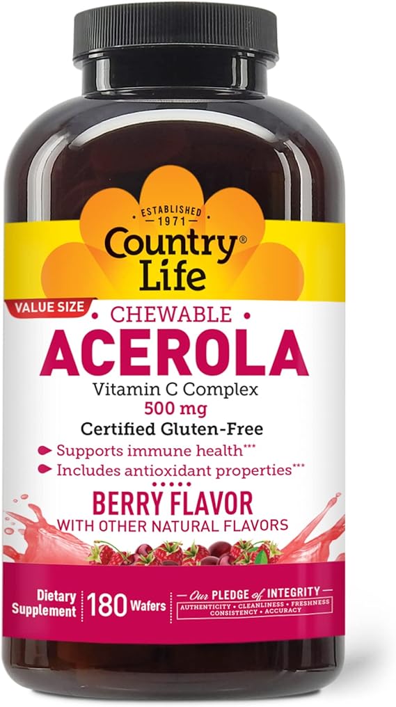 Country Life ACEROLA VIT C COMPLEX 500MG 180 Wafer