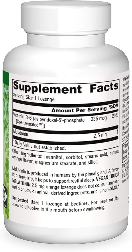 SOURCE NATURALS VEGAN TRUE MELATONIN 3 MG 60 VEGAN CAPS