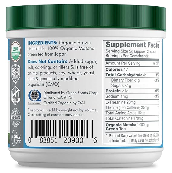 GREEN FOODS CORPORATION MATCHA GREEN TEA 30SERVING