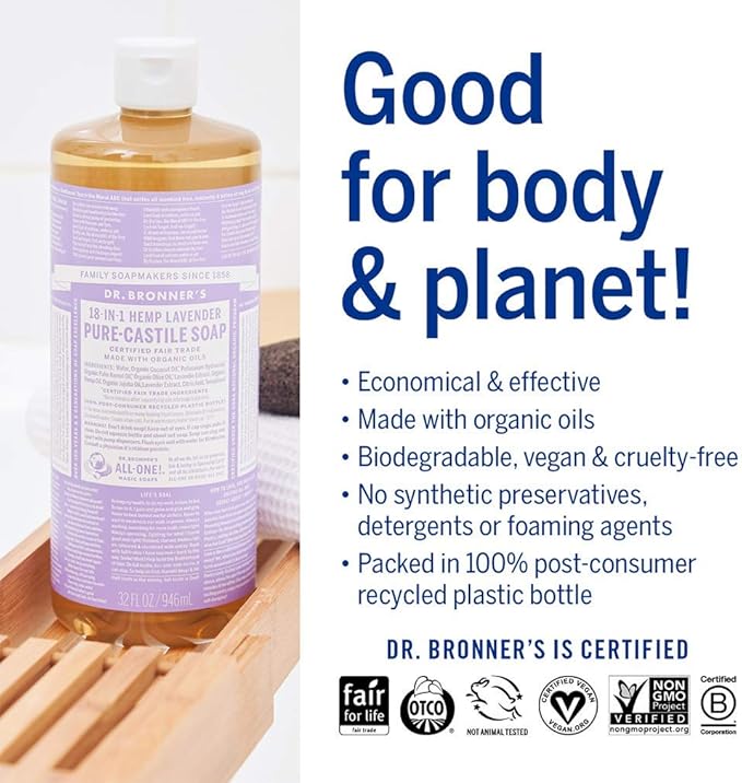 DR. BRONNER'S MAGIC SOAPS ORGANIC CASTILE LIQUID SOAP LAVENDER 1GAL