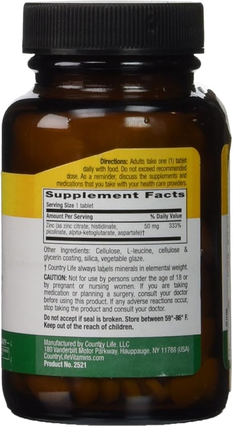 Country Life ZINC 50MG 180 Tablet