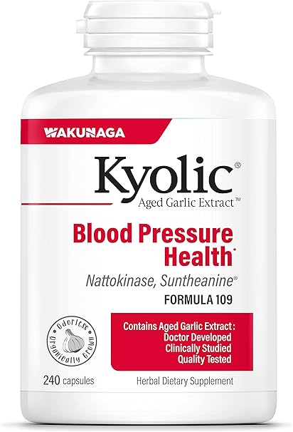 Kyolic, Extracto de ajo añejado, Salud de la presión arterial, Fórmula 109, 240 cápsulas