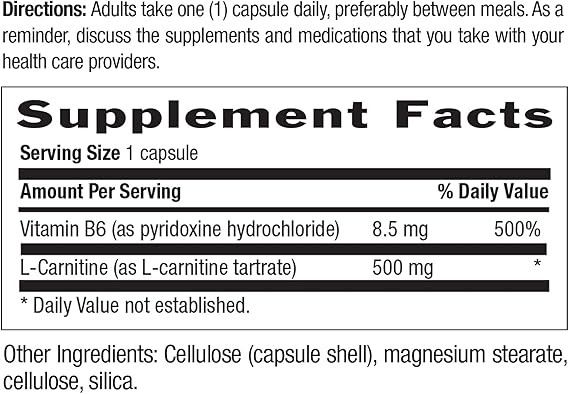 Country Life CARNITINE 500MG 60 Vegicaps