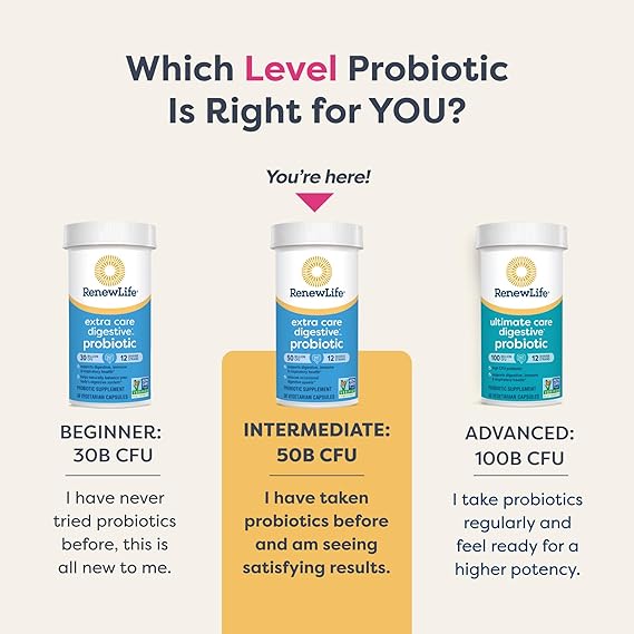 Extra Care Digestive Probiotic 50 Billion CFU 120 Diverse Strains 30 Veg Caps