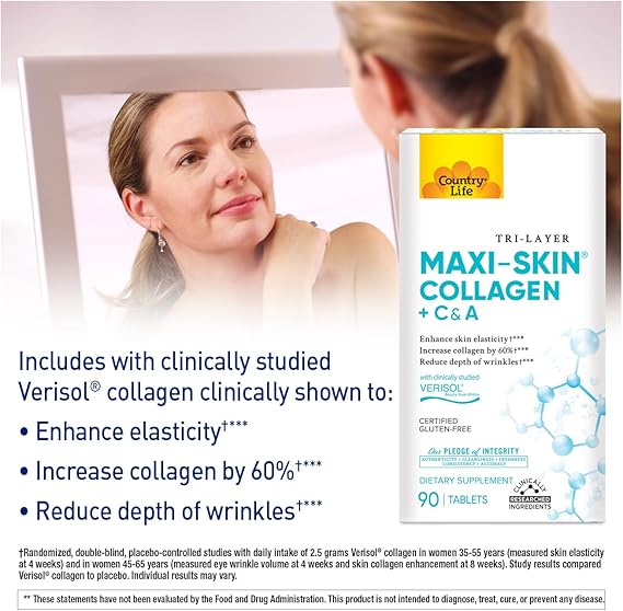 Country Life MAXI-SKIN COLLAGEN + C & A 90 Tablet