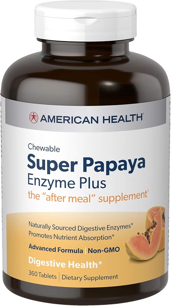 American Health Super Papaya Enzymes Plus 90 Chewable Tablets