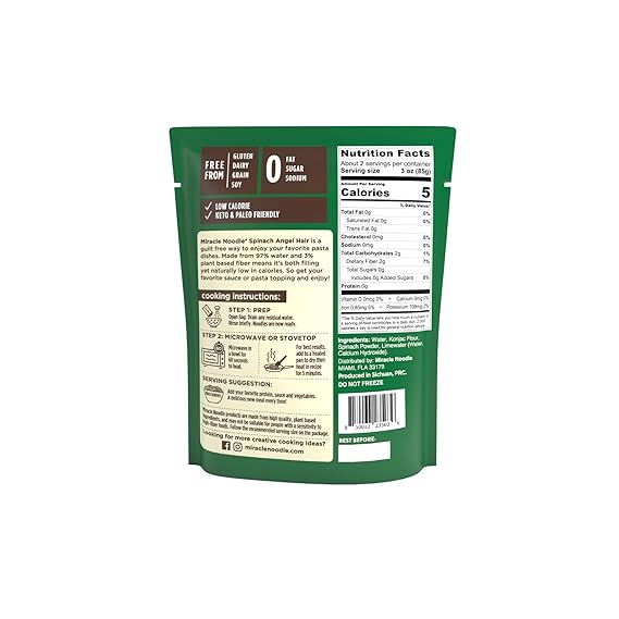MIRACLE NOODLE Spinach Angel Hair 7 OZ