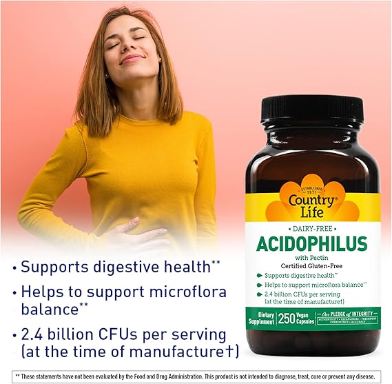 Country Life DAIRY FREE ACIDOPHILUS 250 Vegicaps
