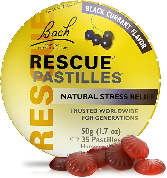 Bach Rescue Pastilles Natural Stress Relief Black Currant Flavor
