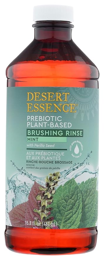 Desert Essence PREBIO MINT BRUSHING RINSE 15 Liquid