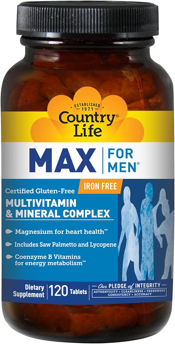 Country Life MAX FOR MEN MULTIVITAMÍNICO SIN HIERRO 120 Tabletas