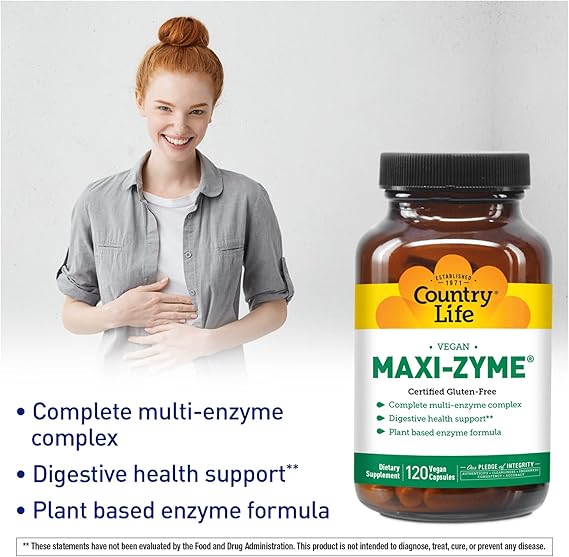 Country Life MAXI-ZYME DIGESTIVE ENZYME 120 Vegicaps