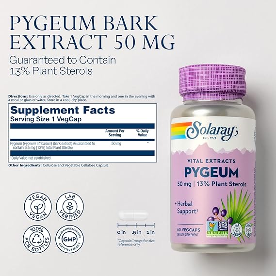 Solaray Vital Extracts Pygeum 60CT 50MG Veg Capsule